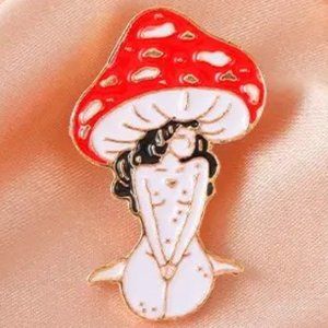 Mushroom Woman Sexy Godess Naked Pin Enamel Brooch Bag Charm Backpack GIFT